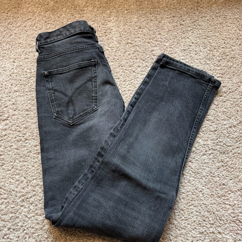Calvin Klein Jeans Men's Washed Black Straight Jeans - Picture 2 of 7